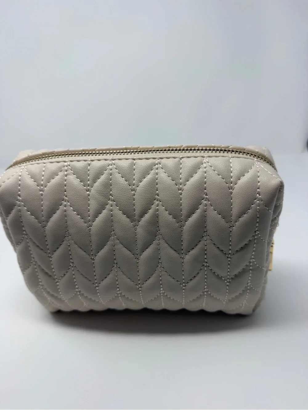 Vince Camuto Quilted Cream Cosmetic Pouch